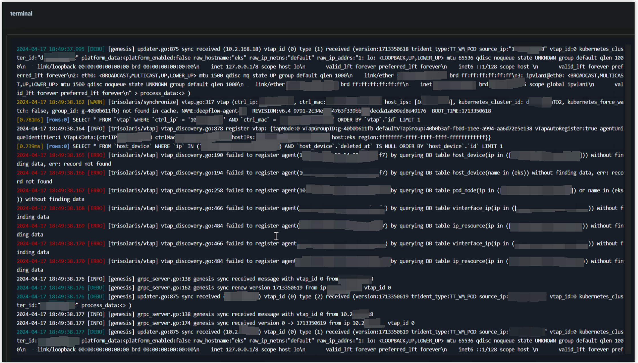 日志报错：注册失败
